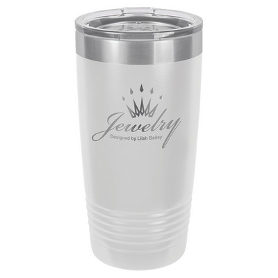Polar Camel 20 oz. White Vacuum Insulated Ringneck Tumbler with Clear Lid
