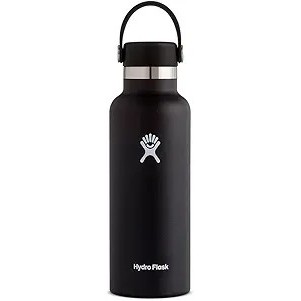 Hydro Flask Standard Mouth Bottle with Flex Cap in Black, 18 oz