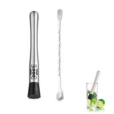 Cocktail Spoon Drink Muddler Set
