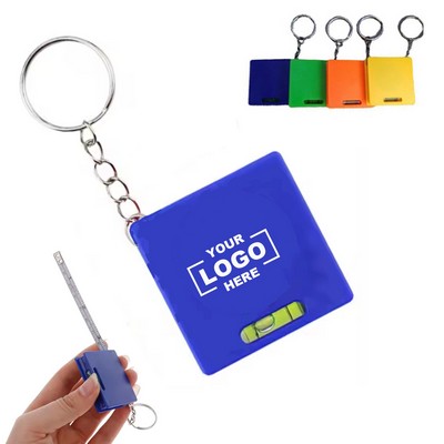 Geometric Square Horizontal Level Retractable Tape Measure Keychain Tool