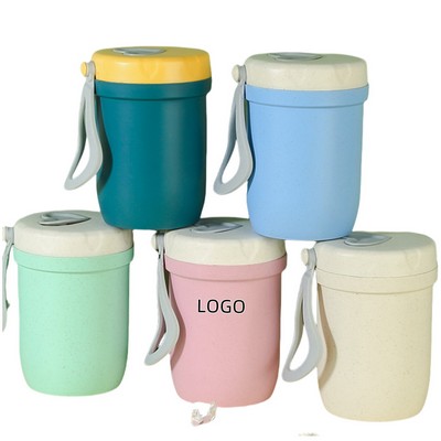 Portable Wheat Straw Breakfast Cup with Lanyard