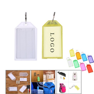 Pack Plastic Key Tags With Split Rings Transparent With Lid
