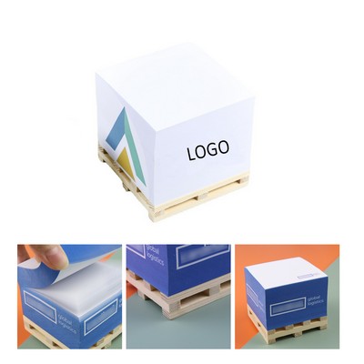 Self Adhesive Note Cube With Wooden Pallet