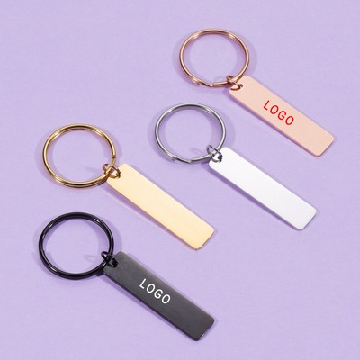 Rectangular Stainless Steel Blank Keyrings