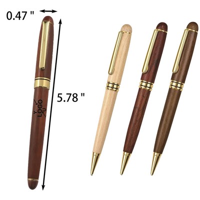 Elegant Wooden Ballpoint Pen Set with Spare Refills
