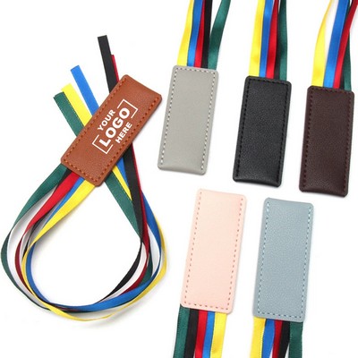 PU Leather Bookmarks With Colorful Ribbons