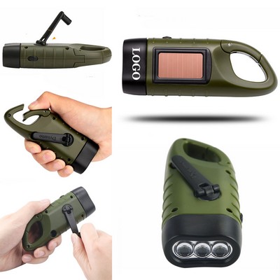 Emergency Hand Crank Flashlight With Solar Power