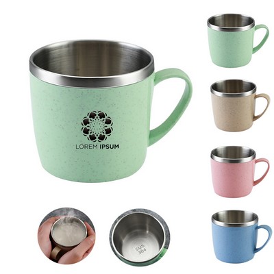 Stainless Steel Coffee Mug with Wheat Straw Shell