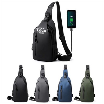 Shoulder Crossbody Backpack with USB Charging
