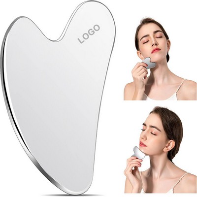 3.3'' Heart Shaped Stainless Steel Guasha Massage Scraper w/Velvet Pouch