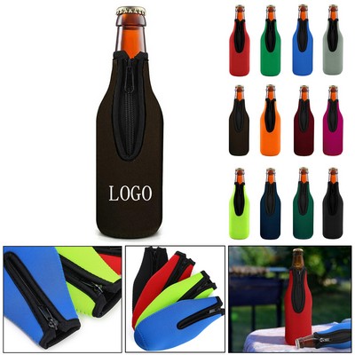 Neoprene Zip-Up Beer Bottle Sleeve