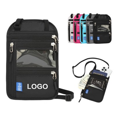 Multifunctional Travel Neck Passport Holder RFID Blocking Waterproof Hidden Wallet Pouch