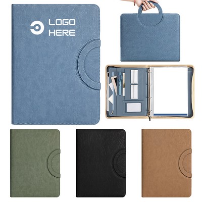 Leather Zippered Portfolio with Handle