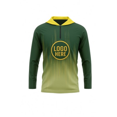 Unisex UPF Microfiber Long Sleeve Hooded Quarter Zip Sublimation