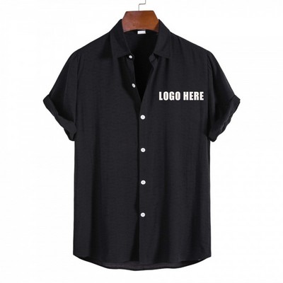 Men's Solid Short Sleeve Camp-Collar Tee