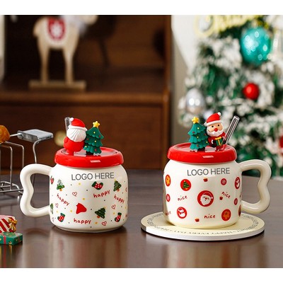Creative Christmas Gift Ceramic Mug with Lid