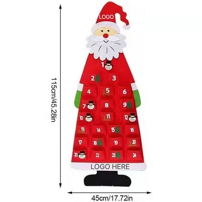 Felt Christmas Santa Father Advent Calendar with 24 Pockets for Holiday Countdown