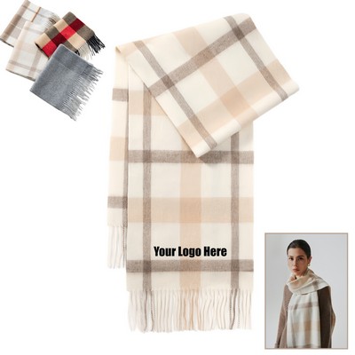 79" Wool Plaid Scarf