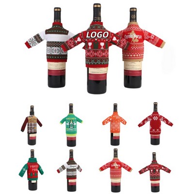 Christmas Knitted Sweater Red Wine Bottle Cover
