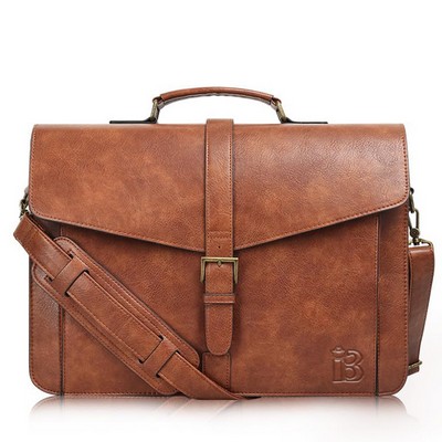15.6" Large Capacity PU Leather Laptop Bag Briefcase