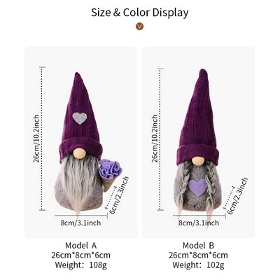 Christmas Purple Knitted Hat Gnome Doll Figurine Faceless Doll Spring and Autumn Decor