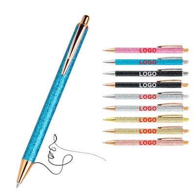 Business Metal Ballpoint Pen Fish Scale Glitter Push Button Pen