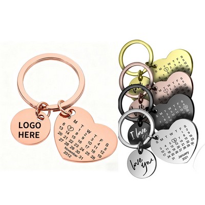 Heart-Shaped Couple's Anniversary Calendar Keychain