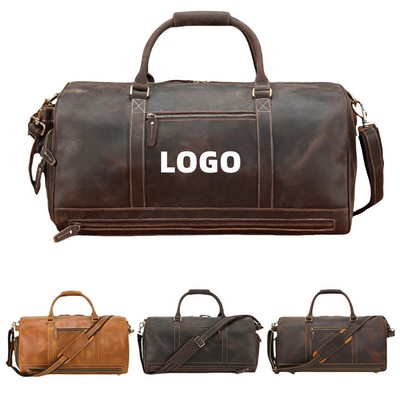 Vintage Leather Travel Duffel Bag