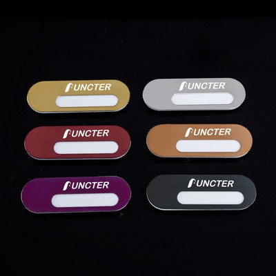 Professional Aluminum Alloy Name Tags Nameplate Badge with Safety Pin & Window #9