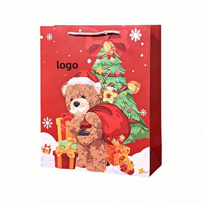 Premium White Cardstock Christmas Gift Bag for Holiday and New Year Gifting