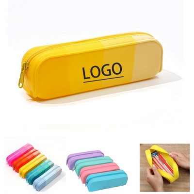 Silicone Pencil Case Storage Bag W/Zipper