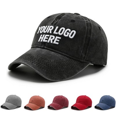 Washed Cotton Vintage Baseball Cap Adjustable
