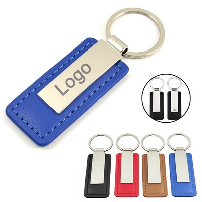Custom Stainless Steel Leather Keychain