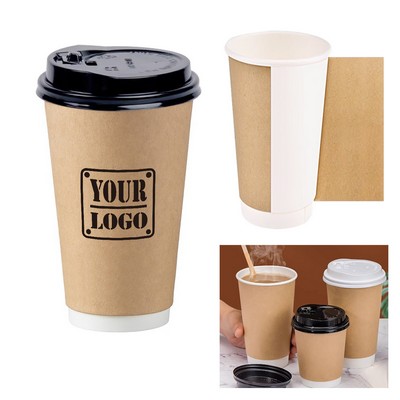 20 Oz. Double-walled Kraft Paper Cup With Lids
