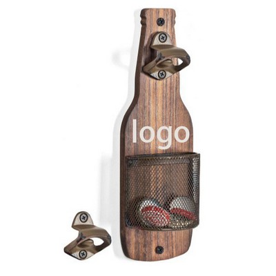 Wall-Mounted Bottle Opener with Cap-Catching Basket