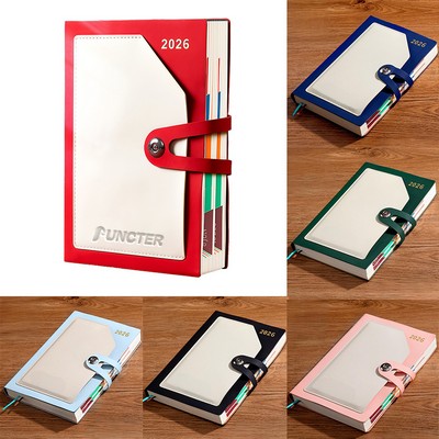 A5 PU Leather 2026 Weekly & Monthly Planner Daily Schedule Notebook W/ Pocket