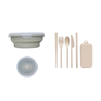 Collapsible Bowl With Utensils Set