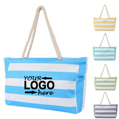 Striped Large-Capacity Travel Tote Bag