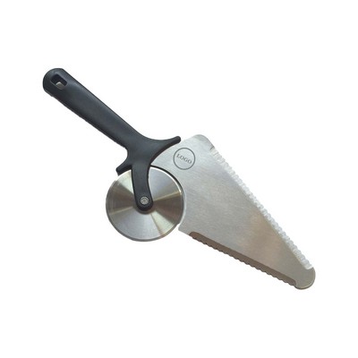 Stainless Steel 2-in-1 Pizza Slicer & Spatula Tool Roller Cutter Non-Slip Handle