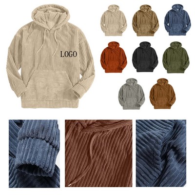 Men Long Sleeve Corduroy Hoodie (S-3XL)