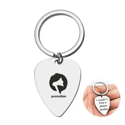 Stainless Steel Guitar Pick Keychain