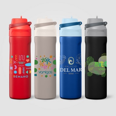 Lynk Stainless Steel Flip-Straw Bottle - 23 oz. - Full-Color Inkjet