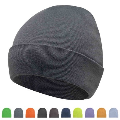 Warm Winter Beanie Knit Cuffed Plain Hat Skull Cap For Men Women