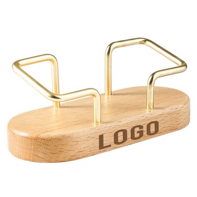 Beech Wood Oval-Based Business Card Holder