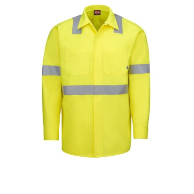 Red Kap - Men's Long Sleeve Hi-Visibility Ripstop Work Shirt - Type R, Class 2
