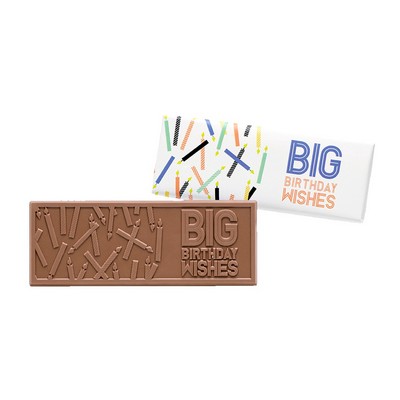 Birthday Wishes 2"x5" Themed Milk Chocolate Wrapper Bar