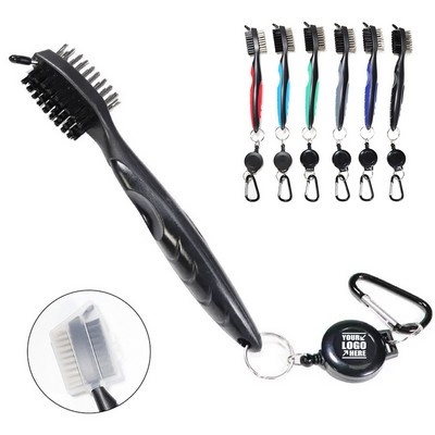 Golf Brush Groove Cleaner with Retractable Zip-line