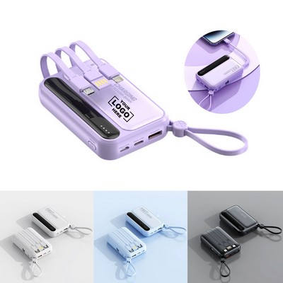 Mini Fast Charging Power Bank with Built-in Cable