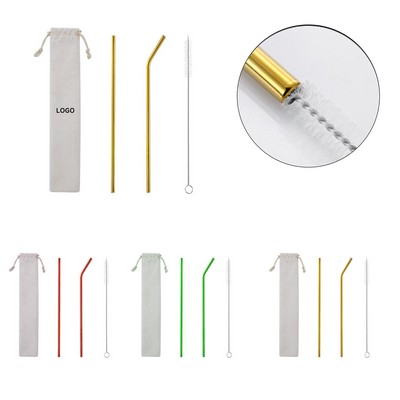 3PCS Stainless Steel Straws with Carrying Bag