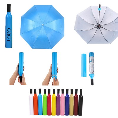 Wine Bottle Umbrella Compact Folding Novelty Gift
